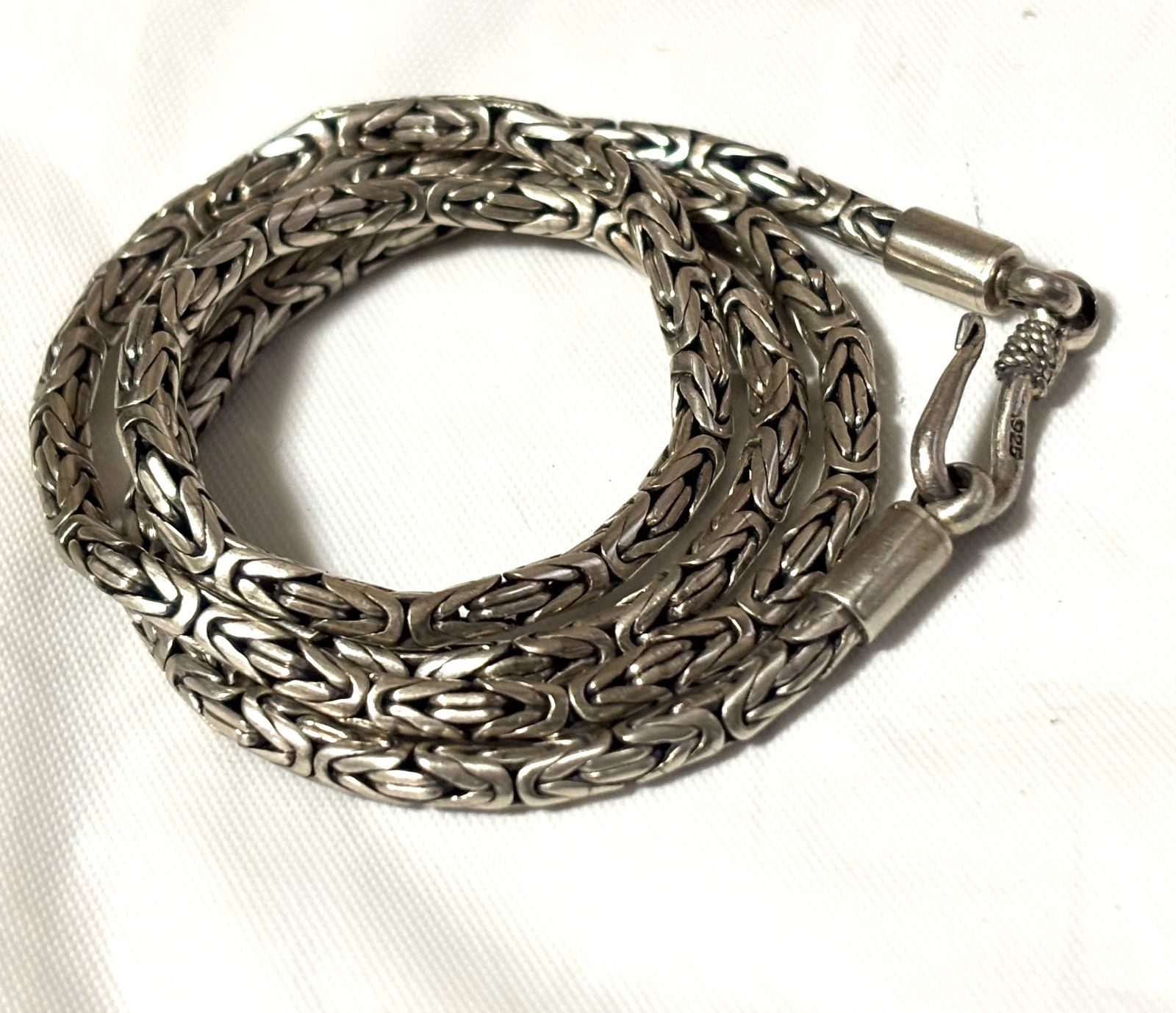シルバー925刻印 銀 ビザンチンチェーン バリネックレス 長さ約50cm 太