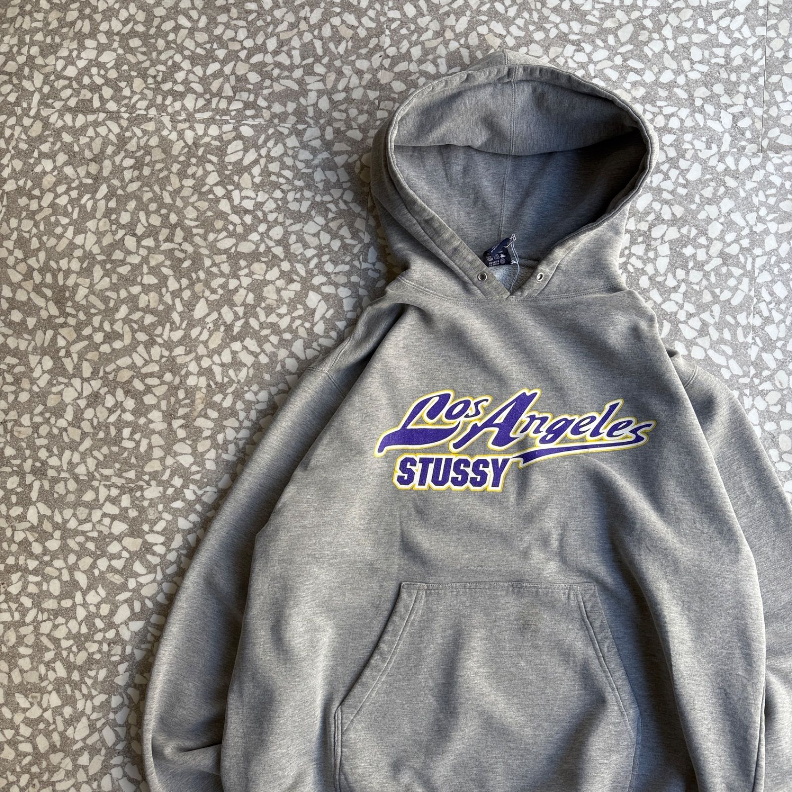 STUSSY 00 s LAKERS parody hoodie オールドステューシー レイカーズ 肉厚パーカー ストリート NBA
