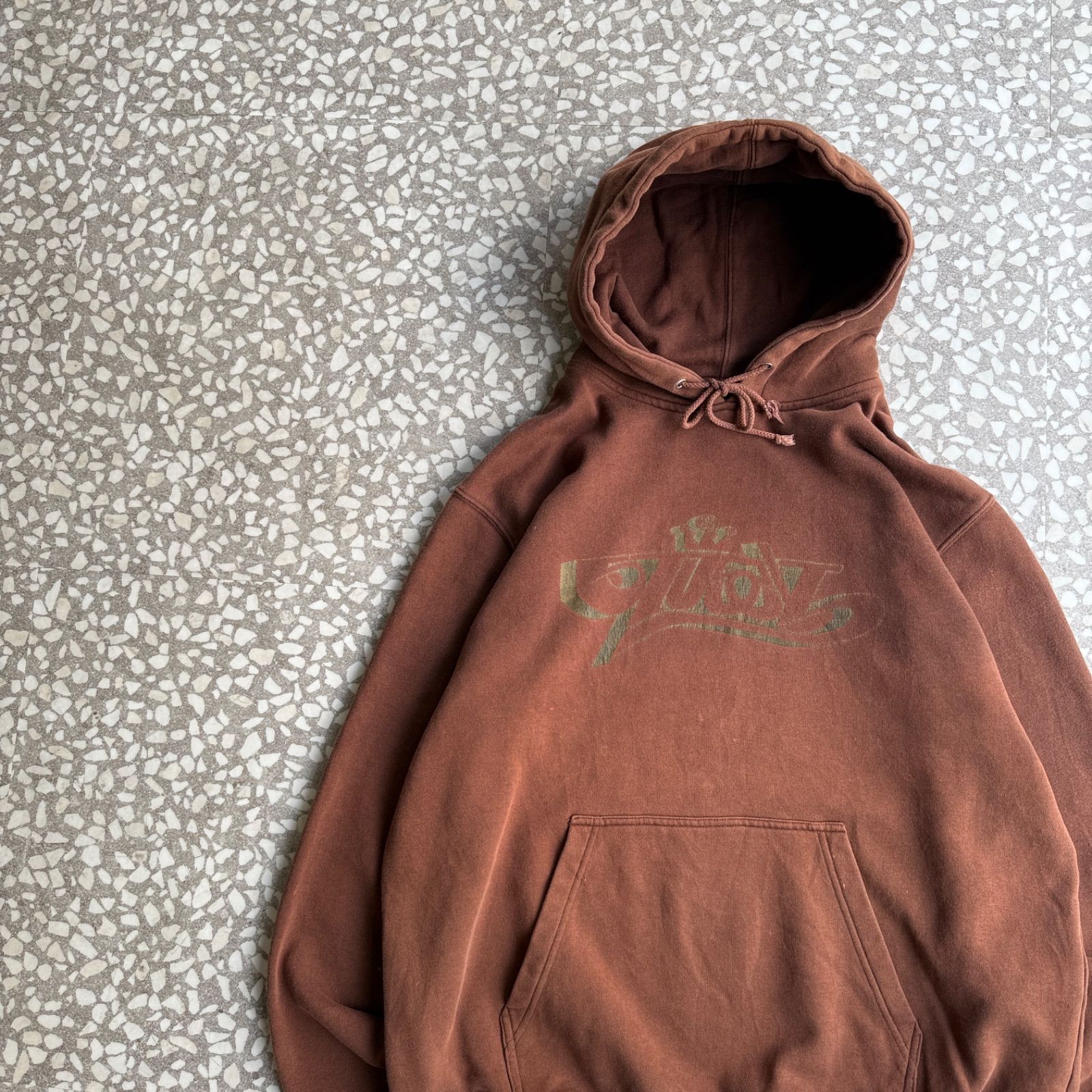 STUSSY 00 s Design hoodie オールドステューシー 肉厚パーカー ストリート ブラウン オーバーサイズ 緩め