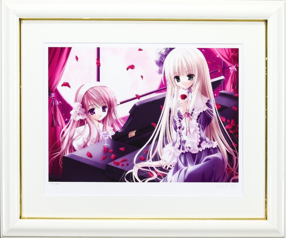 真作 WISH てぃんくる 眠れない夜に… ミクスドメディア 約8号 直筆サイン 証明シール 少女 〇 イラストレーター