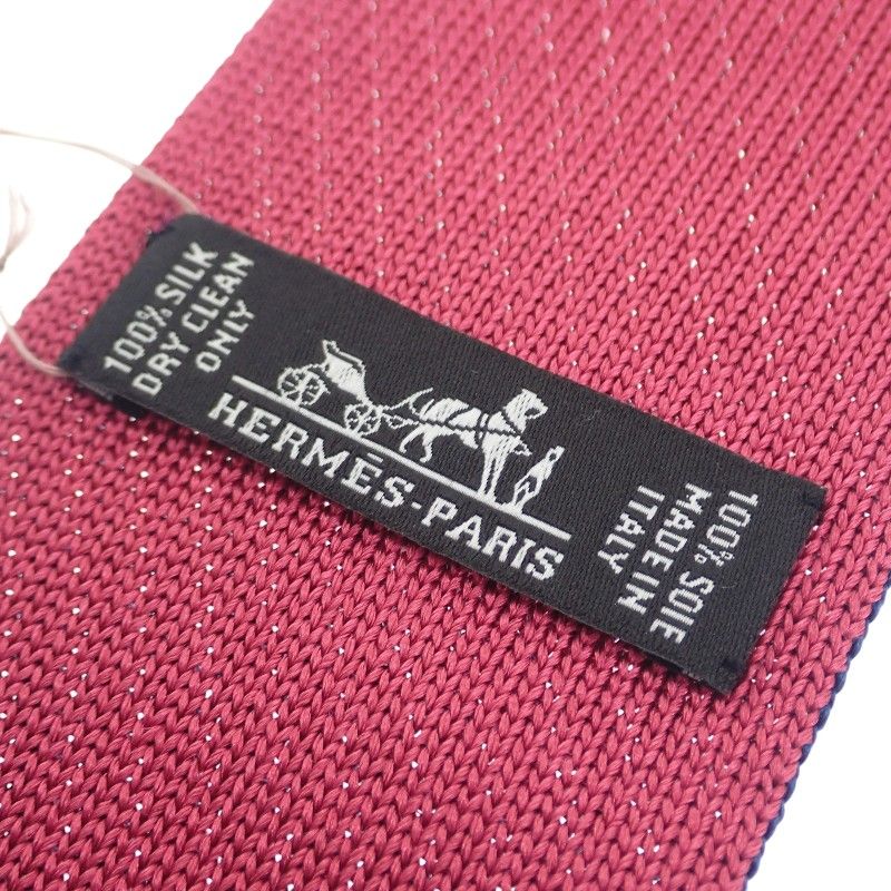 エルメス HERMES シルク ニットタイ H903022T 02 ネクタイ ネイビー