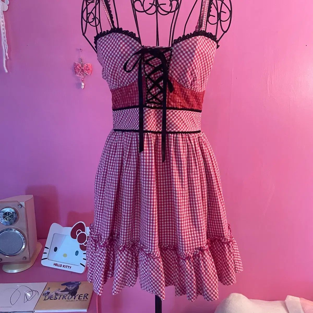 日本 ヴィンテージ トラルラ tralala ピンクレース エンブロイダリー バンディング ONE PIECE