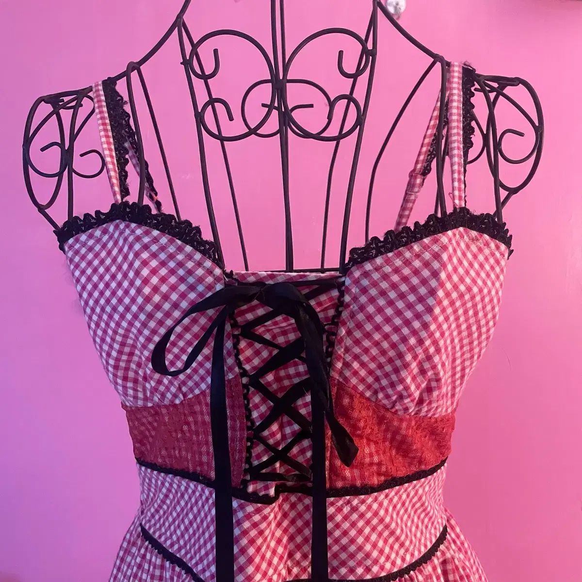 日本 ヴィンテージ トラルラ tralala ピンクレース エンブロイダリー バンディング ONE PIECE