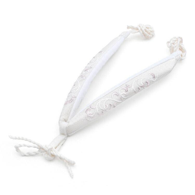 鼻緒 襟の衿秀 正絹 銀 シルバー 唐草模様 刺繍 オーダー 和装小物 草履 花緒 着物 挿げ hanao 00004