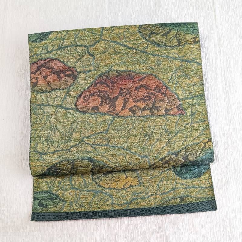 名古屋帯 岩石 グリーン系 松葉仕立て 正絹 187 - メルカリ
