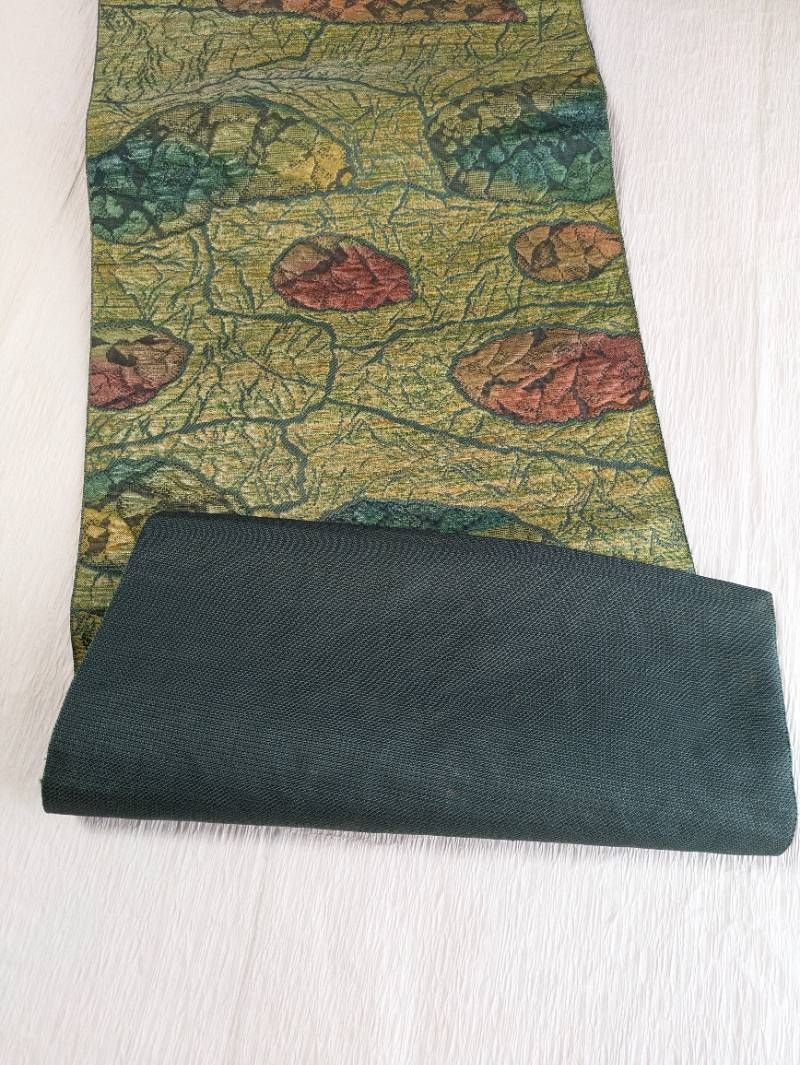 名古屋帯 岩石 グリーン系 松葉仕立て 正絹 187 - メルカリ