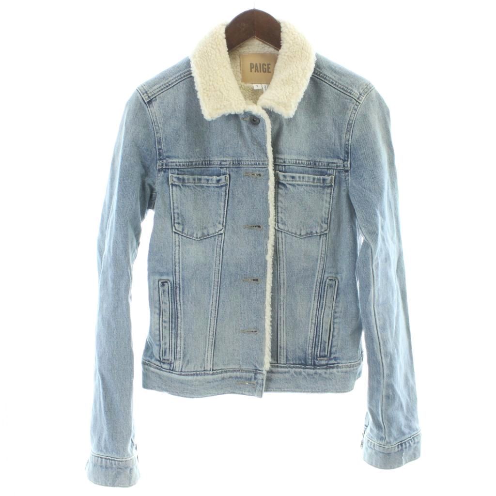 ペイジ Paige デニムジャケット S 水色 ライトブルー ボア襟 無地 長袖 KW GY 99