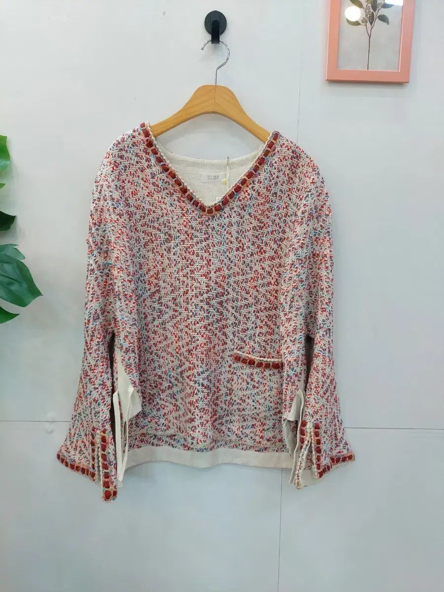 ハンサム TIME タイム Vネック ツイード編み ニット トップス 55 66