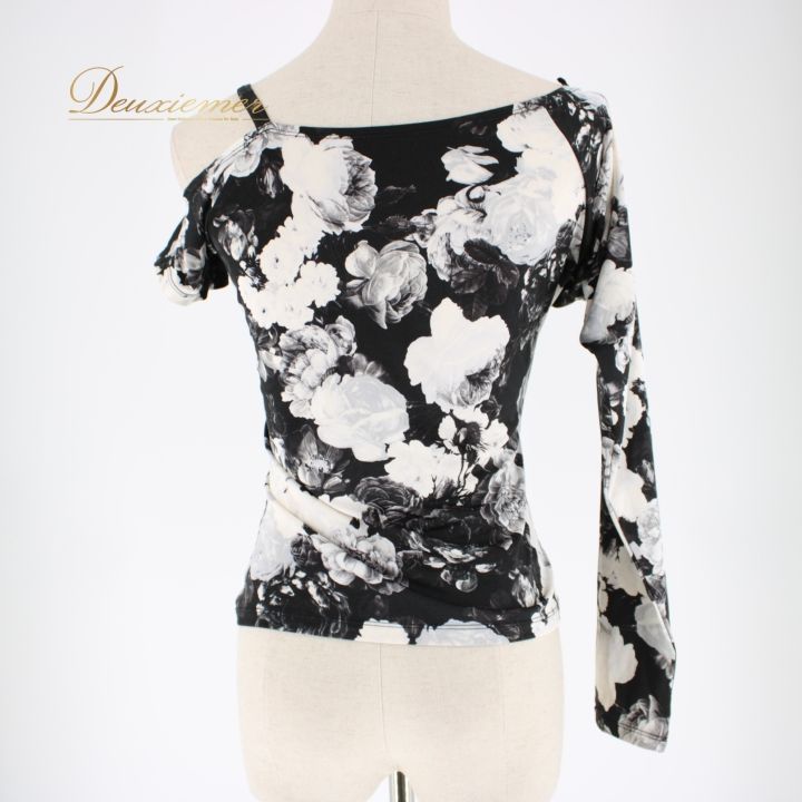 社交ダンス レッスンウェア 黒白花柄 社交ダンス レッスンウェア 黒白花柄 社交ダンス レッスンウェア 黒白