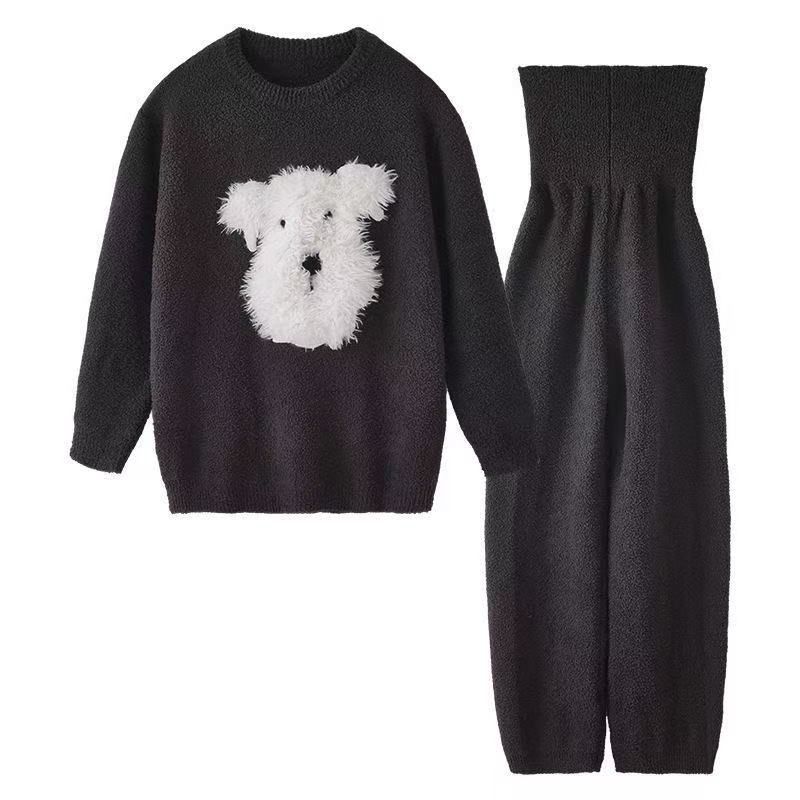 腹巻付き ルームウェア レディース 半起毛 珊瑚フリース 厚手 保温 パジャマ 上下セット 秋冬用 M〜2 XL