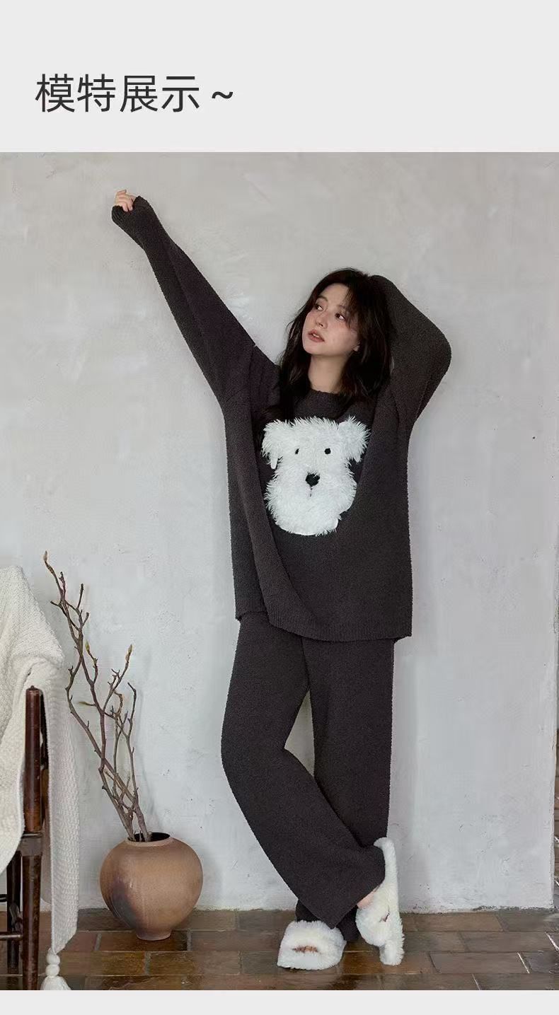 腹巻付き ルームウェア レディース 半起毛 珊瑚フリース 厚手 保温 パジャマ 上下セット 秋冬用 M〜2 XL