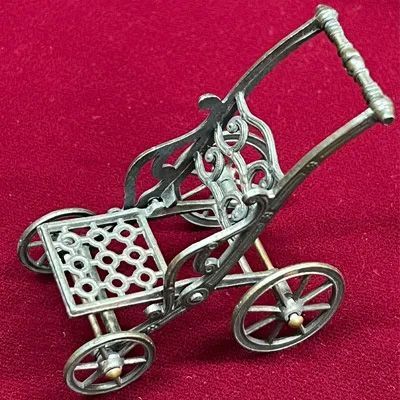 ドイツ製 アンティーク ミニチュア メタル乳母車