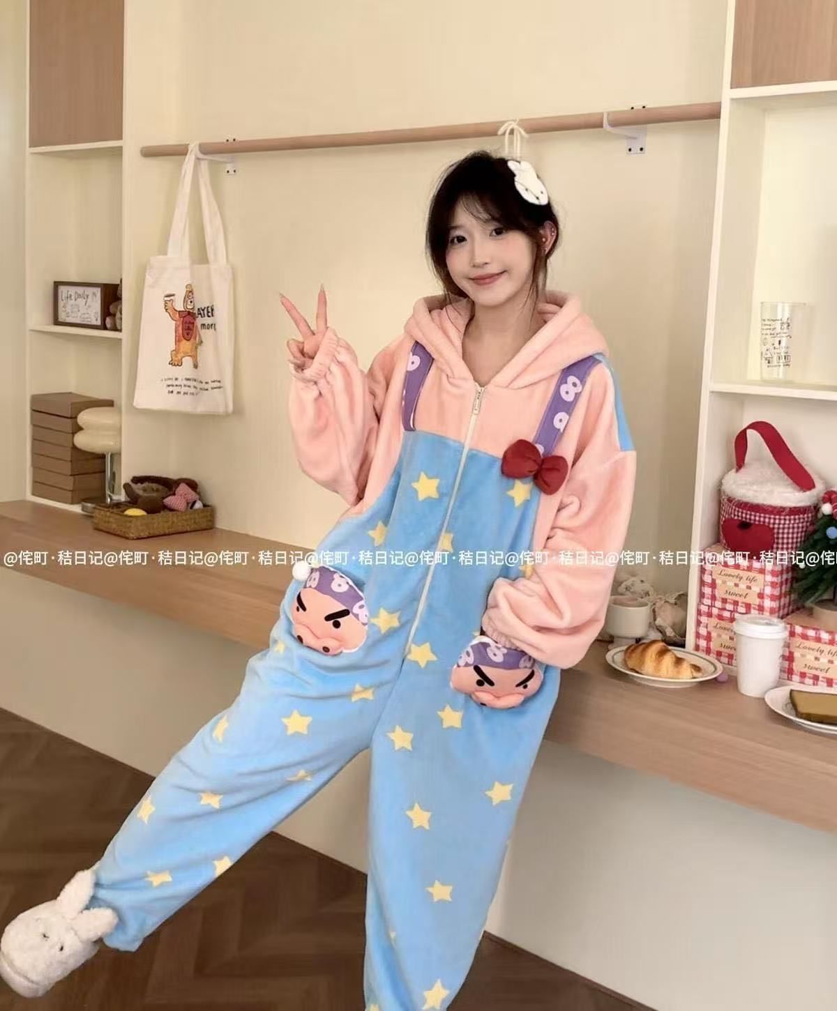  ぶりぶりざえもん もこもこ フランネル ロンパース レディース 厚手 かわいい 防寒 秋冬用 外出可 M〜2 XL その他 ルームウェア パジャマ