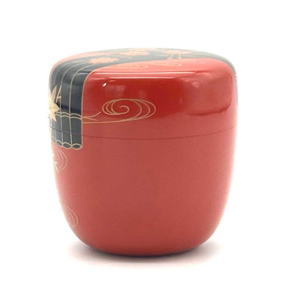 中村宗悦朱塗花筏蒔絵 共箱未使用 中村宗悦】朱塗花筏蒔絵 棗 /『未使用訳あり』茶道具 中棗 工芸品 漆芸