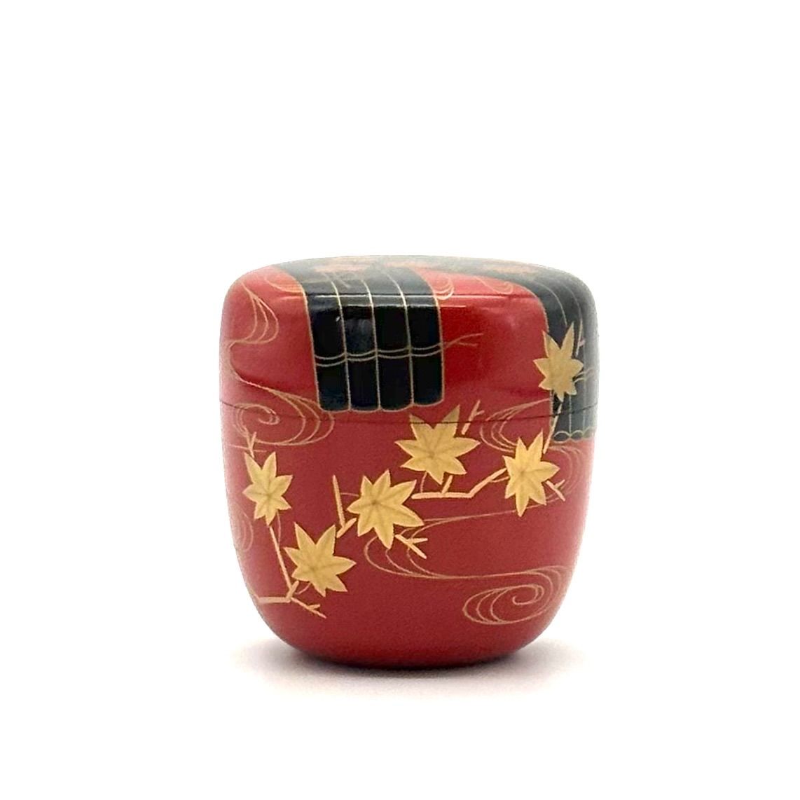 中村宗悦】朱塗花筏蒔絵 棗 /『未使用訳あり』茶道具 中棗 工芸品 漆芸