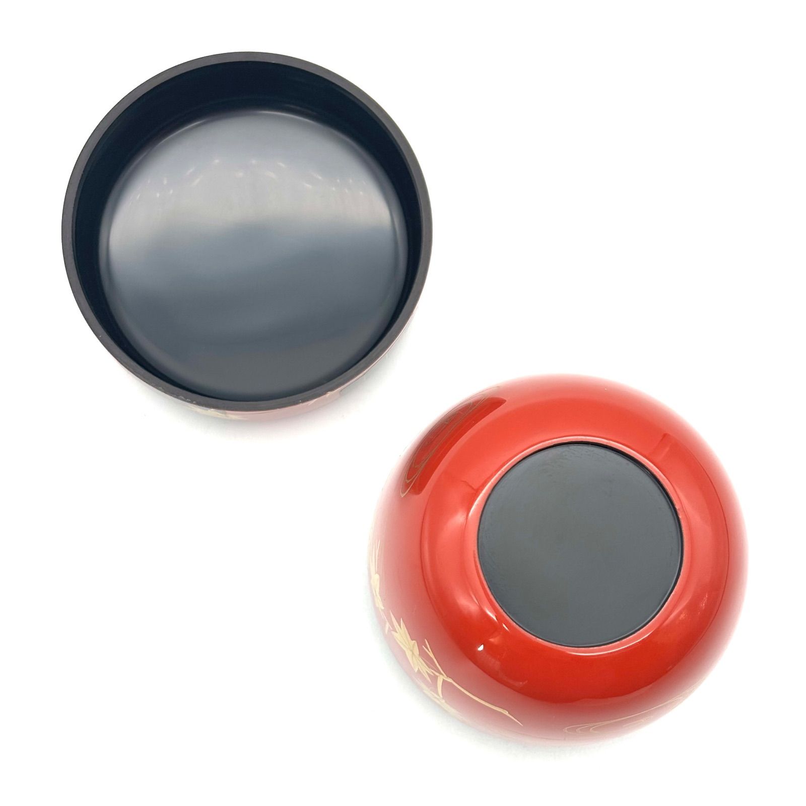 中村宗悦】朱塗花筏蒔絵 棗 /『未使用訳あり』茶道具 中棗 工芸品 漆芸