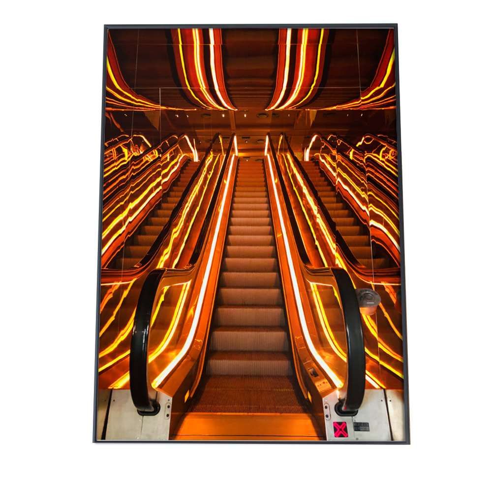 A 約42 x 59 cm yoko poster 7083 オレンジ 階段 エスカレーター ネオン アートプリント ポスター インテリア おしゃれ アート モダン シンプル お洒落 特大 大きい 小さい 縦