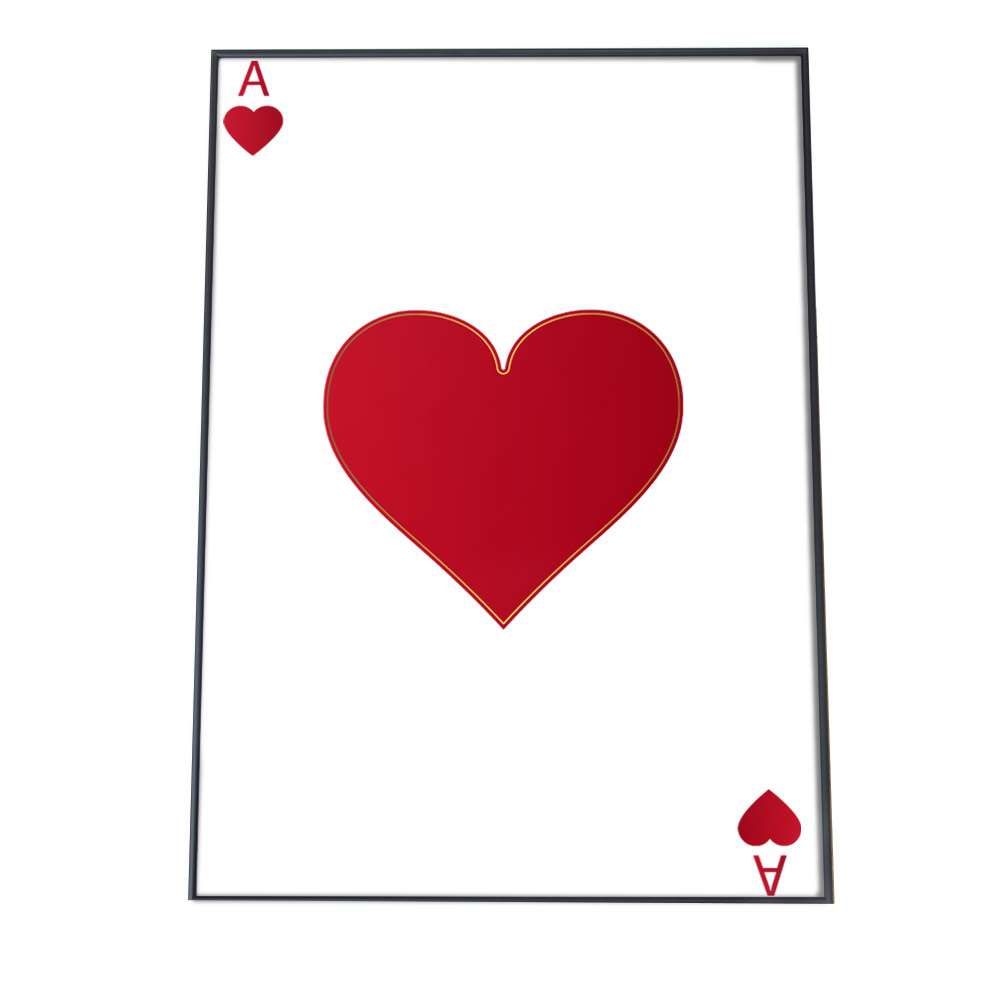 A 約84 x 119 cm yoko poster 7089 ハート 赤 トランプ 白 アートプリント ポスター インテリア おしゃれ アート モダン シンプル お洒落 特大 大きい 小さい 縦