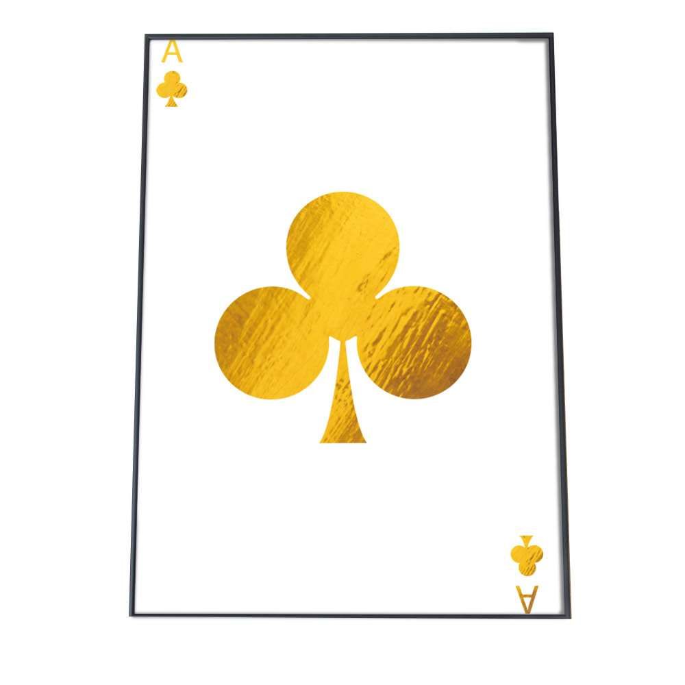 B 約51 x 73 cm yoko poster 7095 クローバー トランプ 黒 アートプリント ポスター インテリア おしゃれ アート モダン シンプル お洒落 特大 大きい 小さい 縦