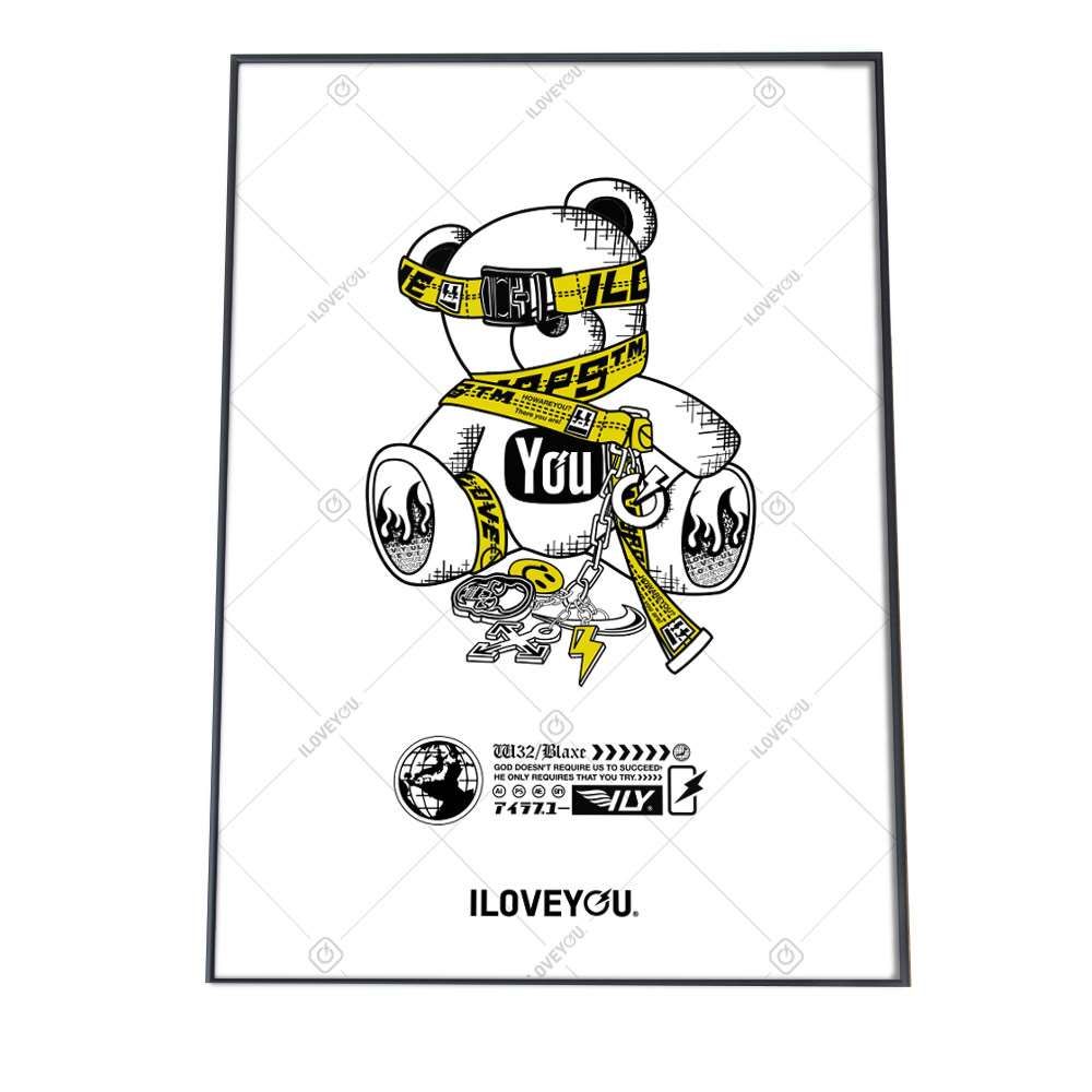 A 約42 x 59 cm yoko poster i 004 クマ 熊 ぬいぐるみ アートプリント ポスター インテリア おしゃれ アート モダン シンプル お洒落 特大 大きい 小さい 縦