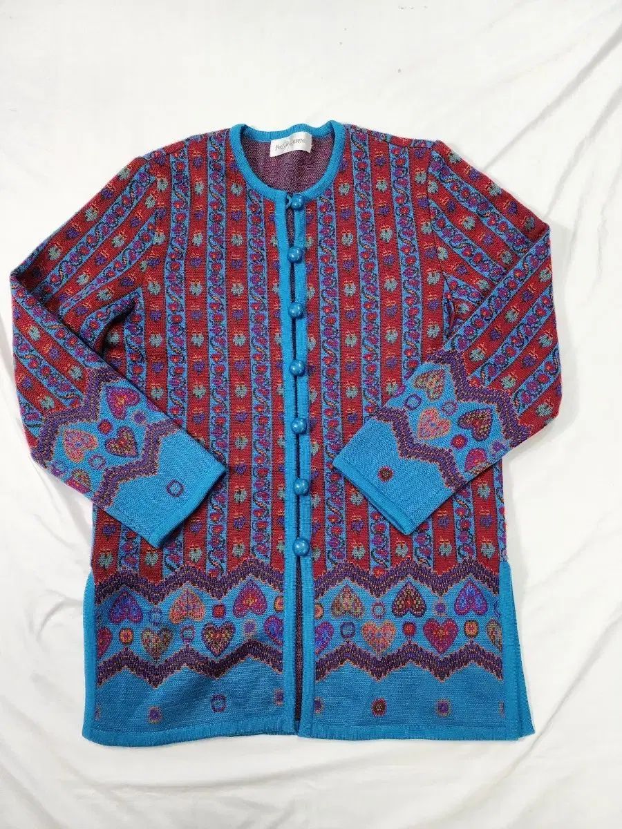 M YVES SAINT LAURENT イヴ サンローラン ボタニカルパータン ヴィンテージ カーディガン