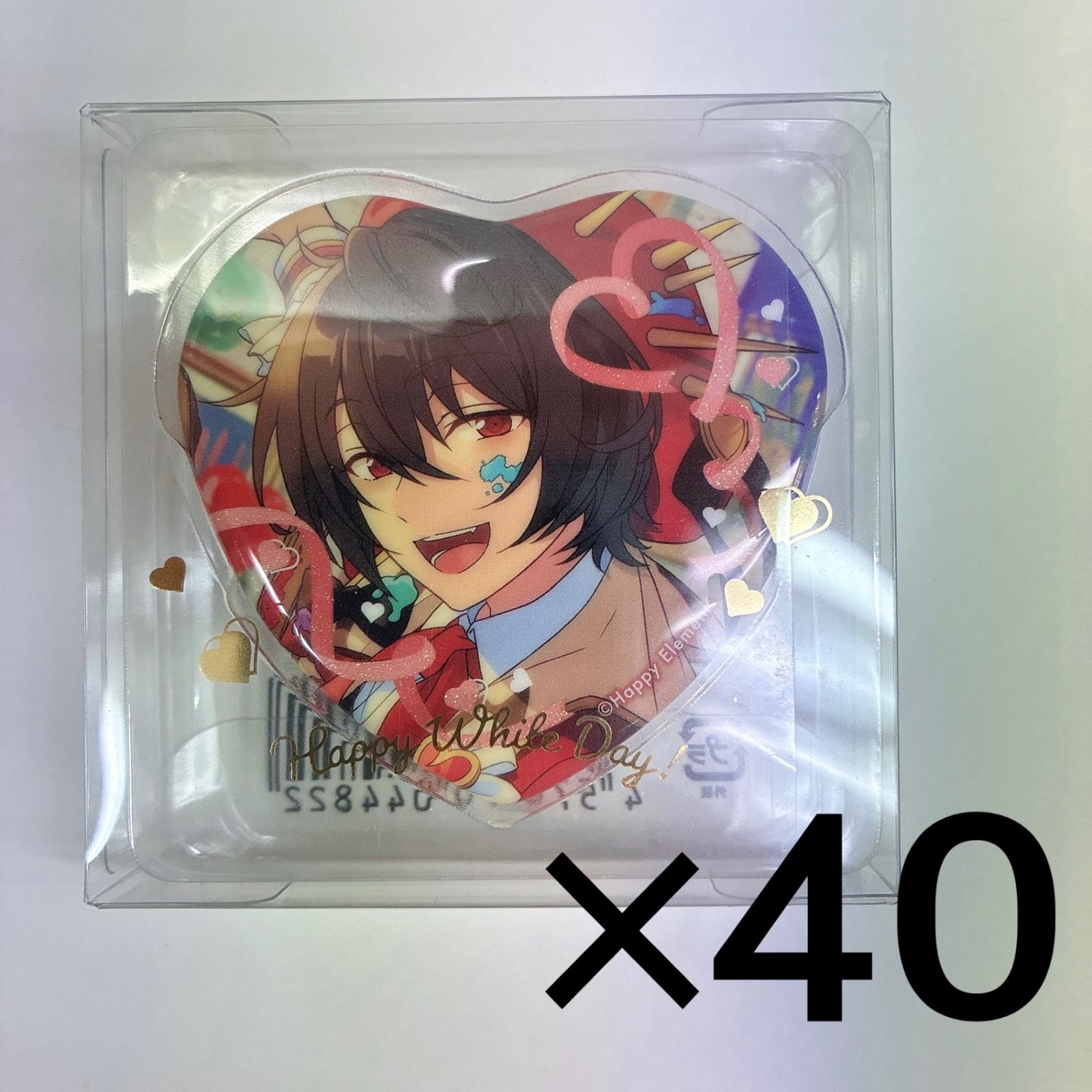 40個セット 朔間凛月 ホワイトデー ハート缶バッジ 「あんさんぶる