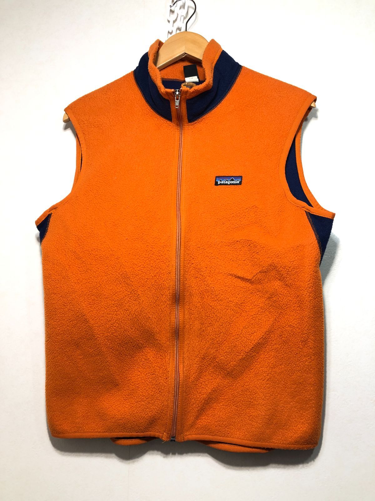 021050 patagonia 24002 FA 99 フリース ベスト M MADE IN USA オレンジ ネイビー パタゴニア