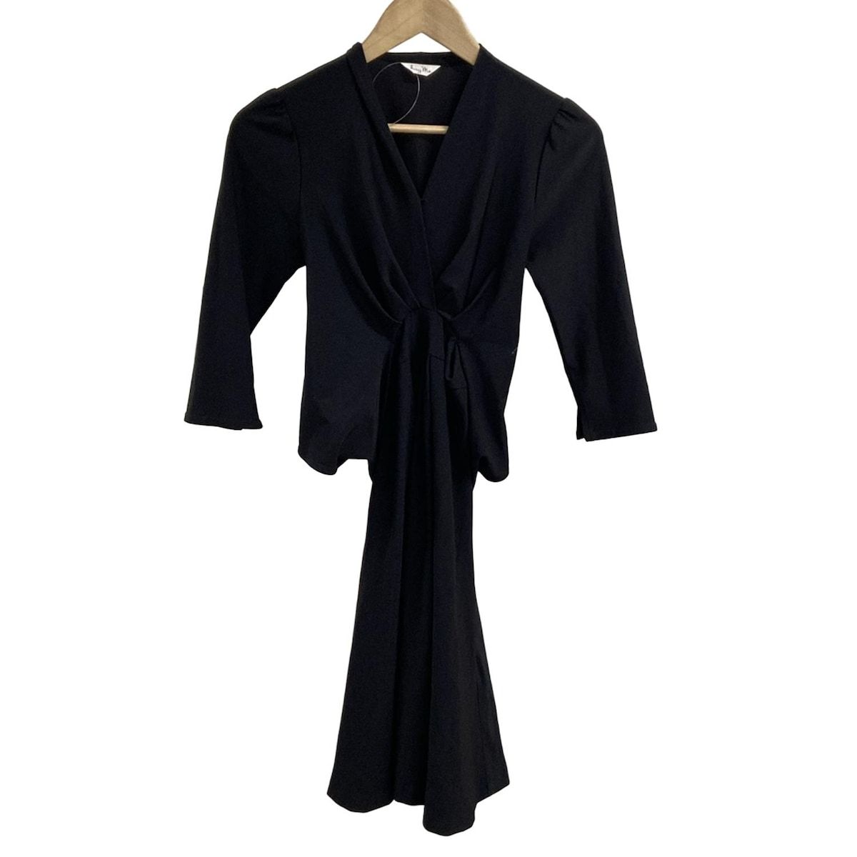 kayme(ケイミー) ワンピース レディース美品 - 黒 Vネック/七分袖/ひざ