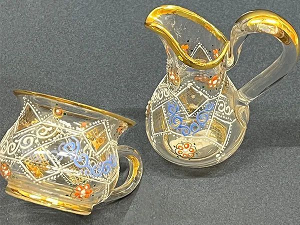 ベルギー製 アンティーク ミニチュア ヴァルサンベール ガラス7 pcs 洗面セット