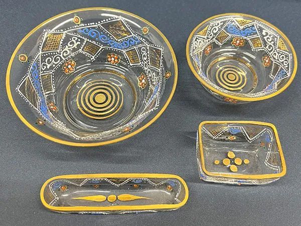  ベルギー製 アンティーク ミニチュア ヴァルサンベール ガラス7 pcs 洗面セット アンティーク雑貨 美術品 アンティーク コレクション