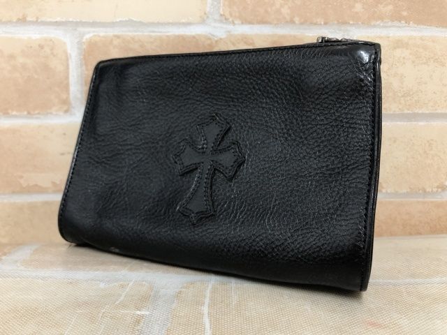 ⚪️Chrom hearts【美品・CHプラスパッチ ダガー レザーポーチ・BK】 ⚪️Chrom hearts【美品・CHプラスパッチ ダガー レザーポーチ・BK】