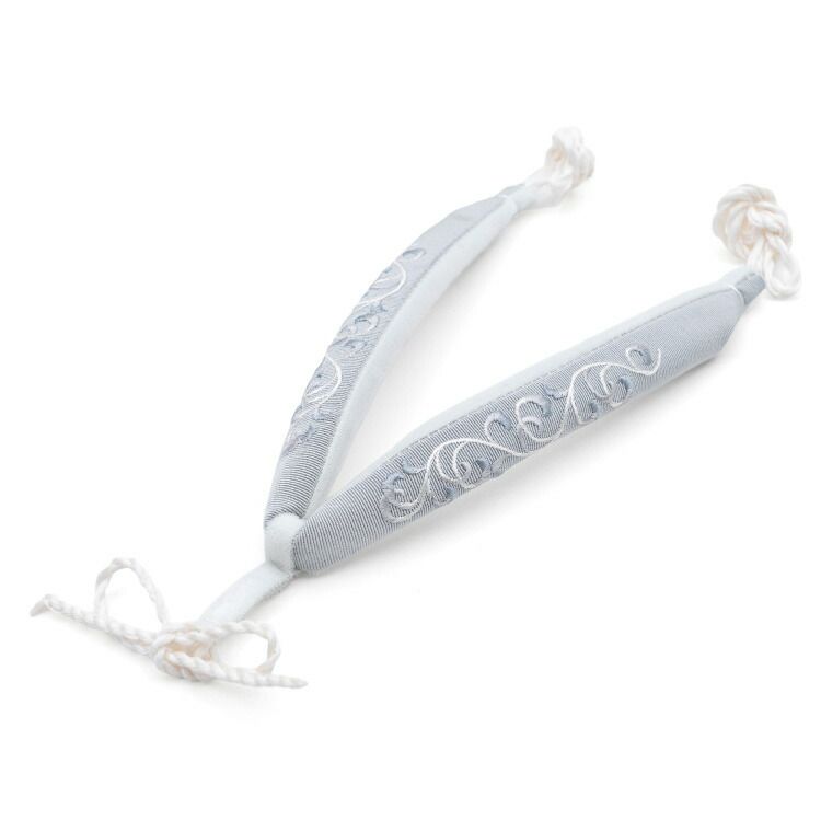 鼻緒 襟の衿秀 正絹 グレー 灰色 唐草模様 刺繍 オーダー 和装小物 草履 花緒 着物 挿げ hanao 00006