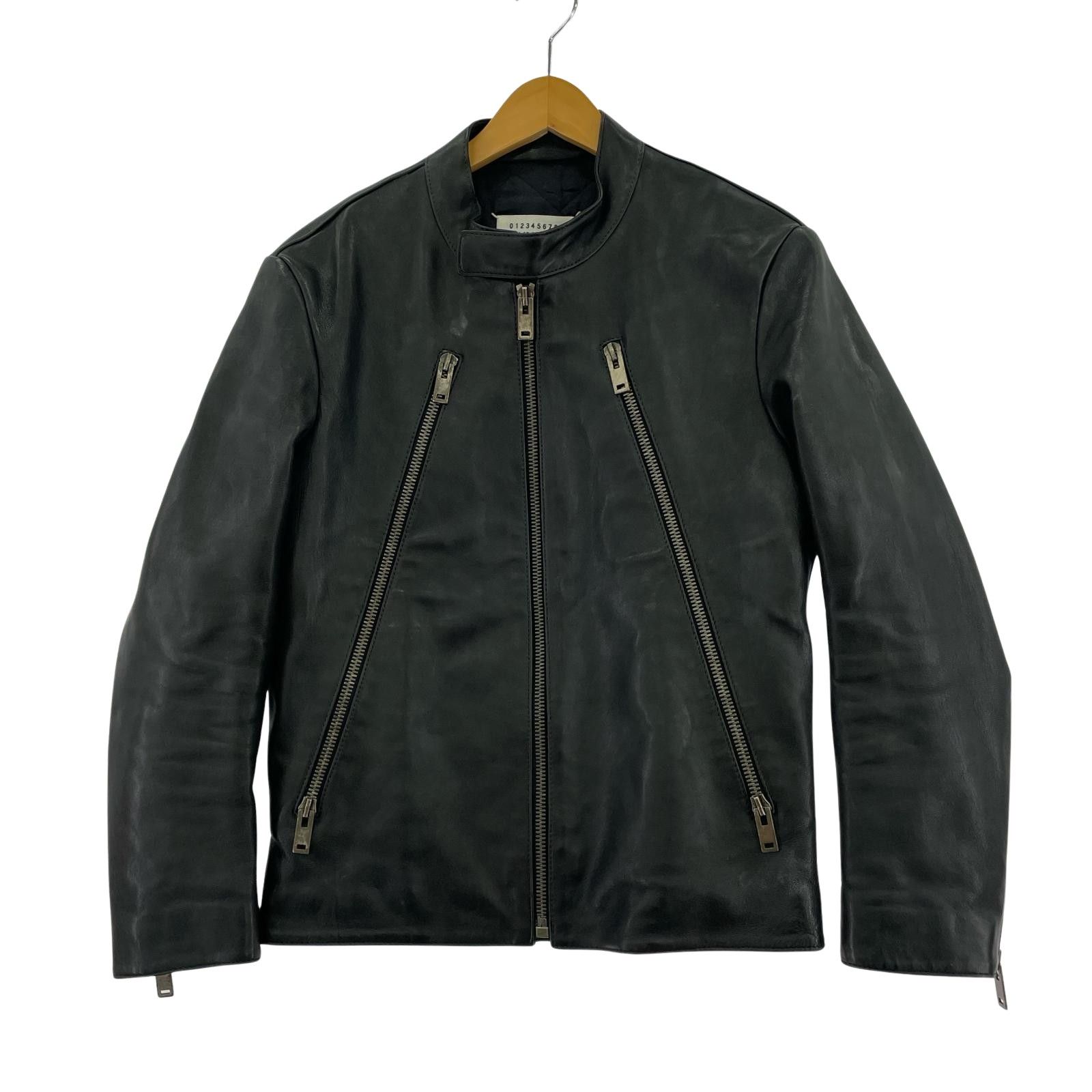 MAISON MARGIELA 17AW 5ZIP レザージャケット 八ﾉ字 44 ブラック 