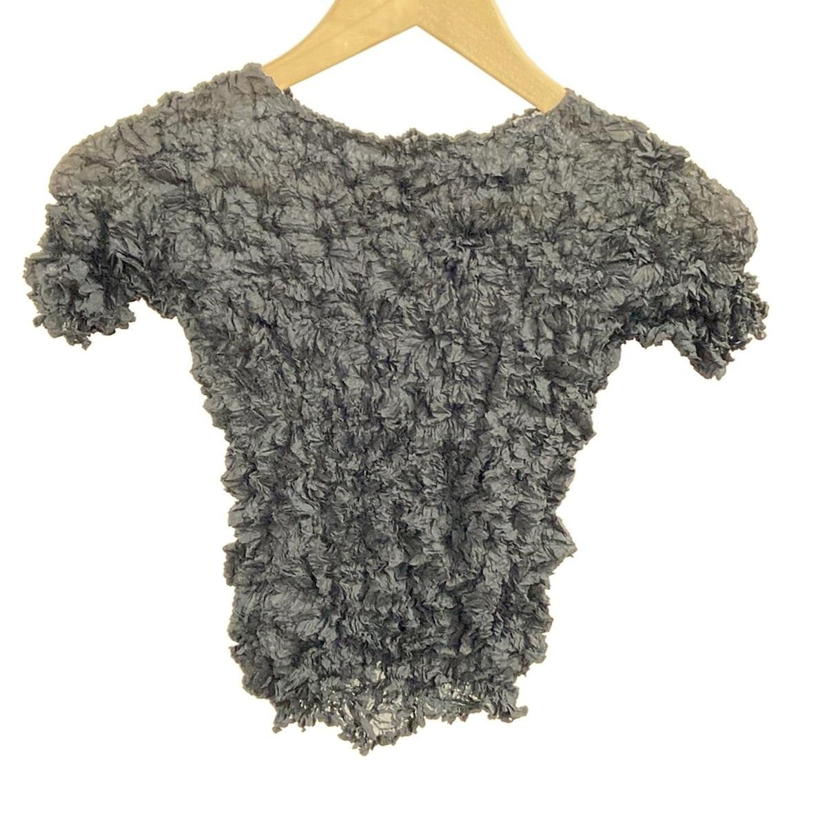 イッセイミヤケ 半袖カットソー サイズ2 M レディース 黒 シワ加工