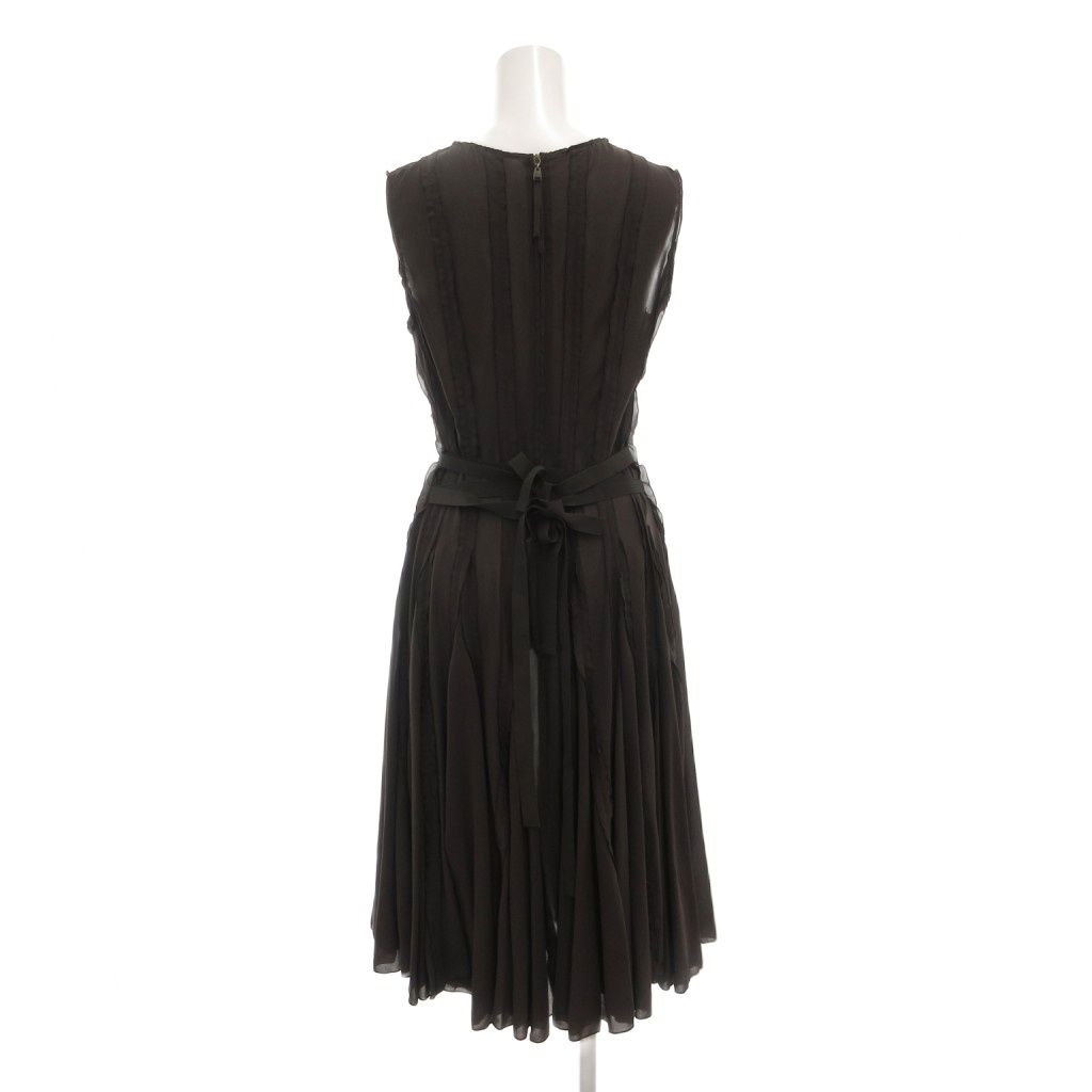 フォクシーニューヨーク FOXEY YORK ワンピース 38 ノースリーブ ミモレ ロング丈 リボン 茶 ブラウン AE GY 44