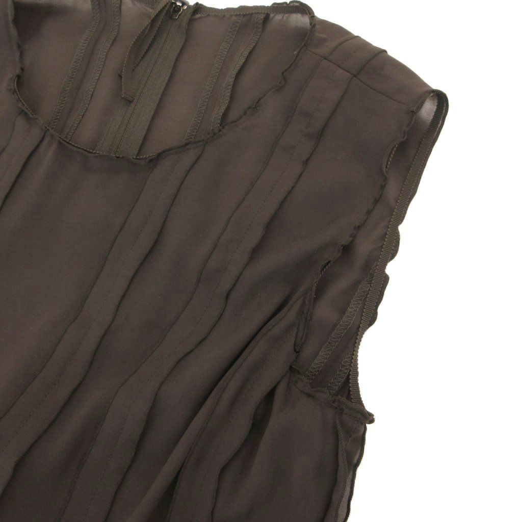  フォクシーニューヨーク FOXEY YORK ワンピース 38 ノースリーブ ミモレ ロング丈 リボン 茶 ブラウン AE GY 44 長袖 七分袖 その他