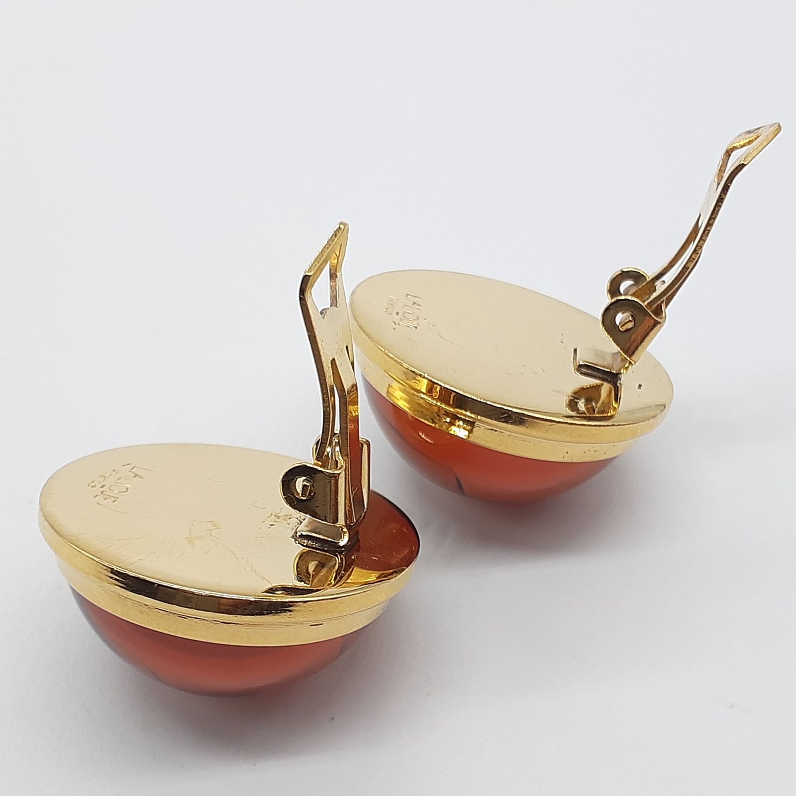 LALIQUE ラリック イヤリング カボション ゴールド アンバーカラー