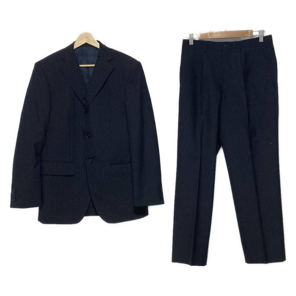 TAKEOKIKUCHI タケオキクチ シングルスーツ メンズ ネイビー ダークグレー ストライプ