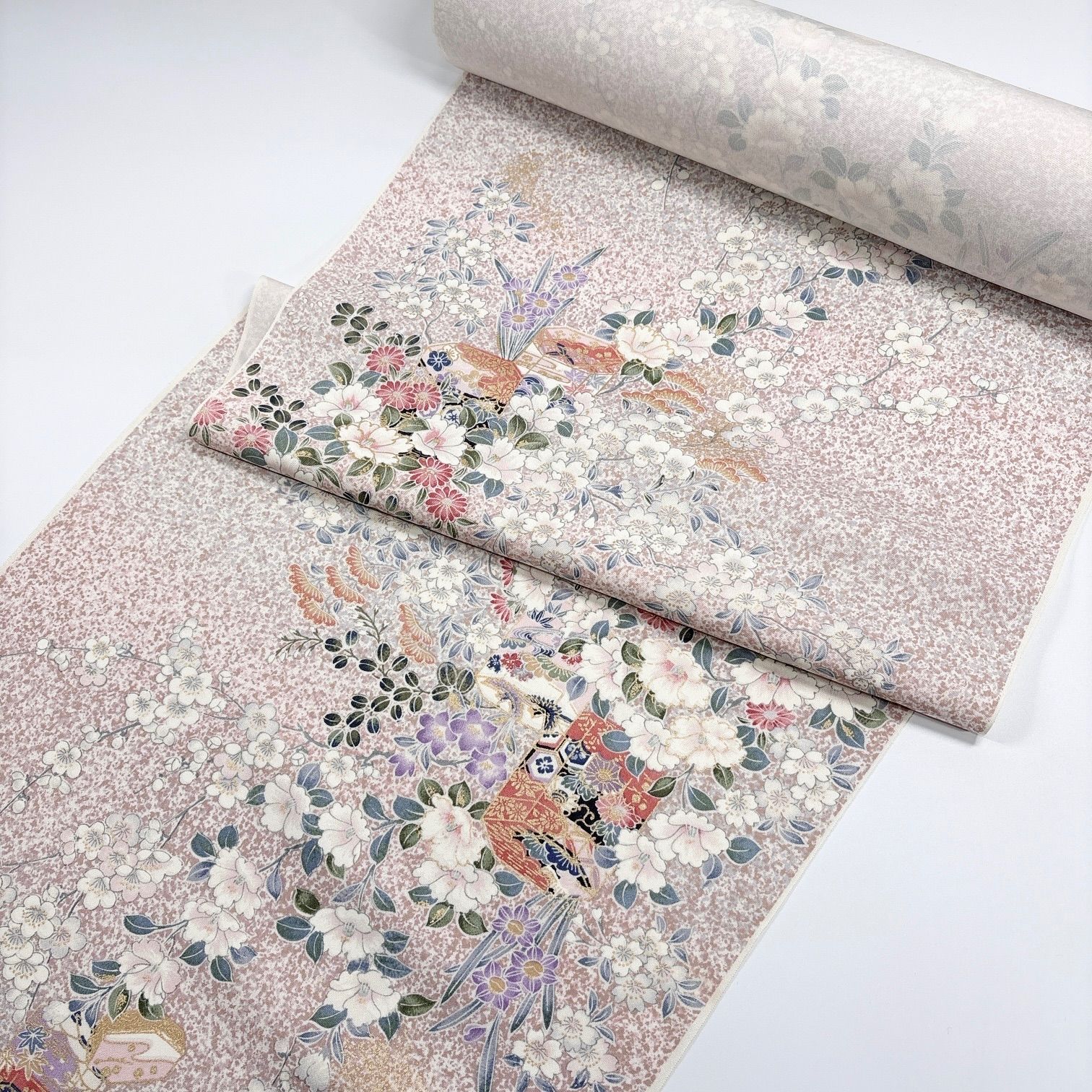 小紋 京染 着尺 反物 1本 正絹 着物まとめ売り 同梱 リメイク用 和裁練習用 1013