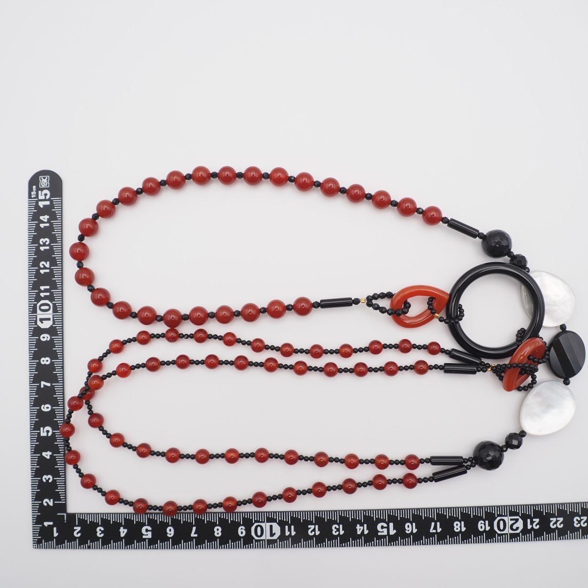 M192 レッドアゲート 赤瑪瑙 メノウ オニキス シェル ネックレス