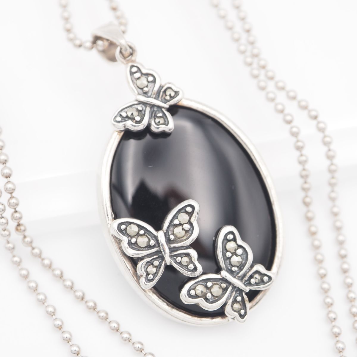 L957 オニキス マーカサイト マルカジット SV925刻印 ペンダント