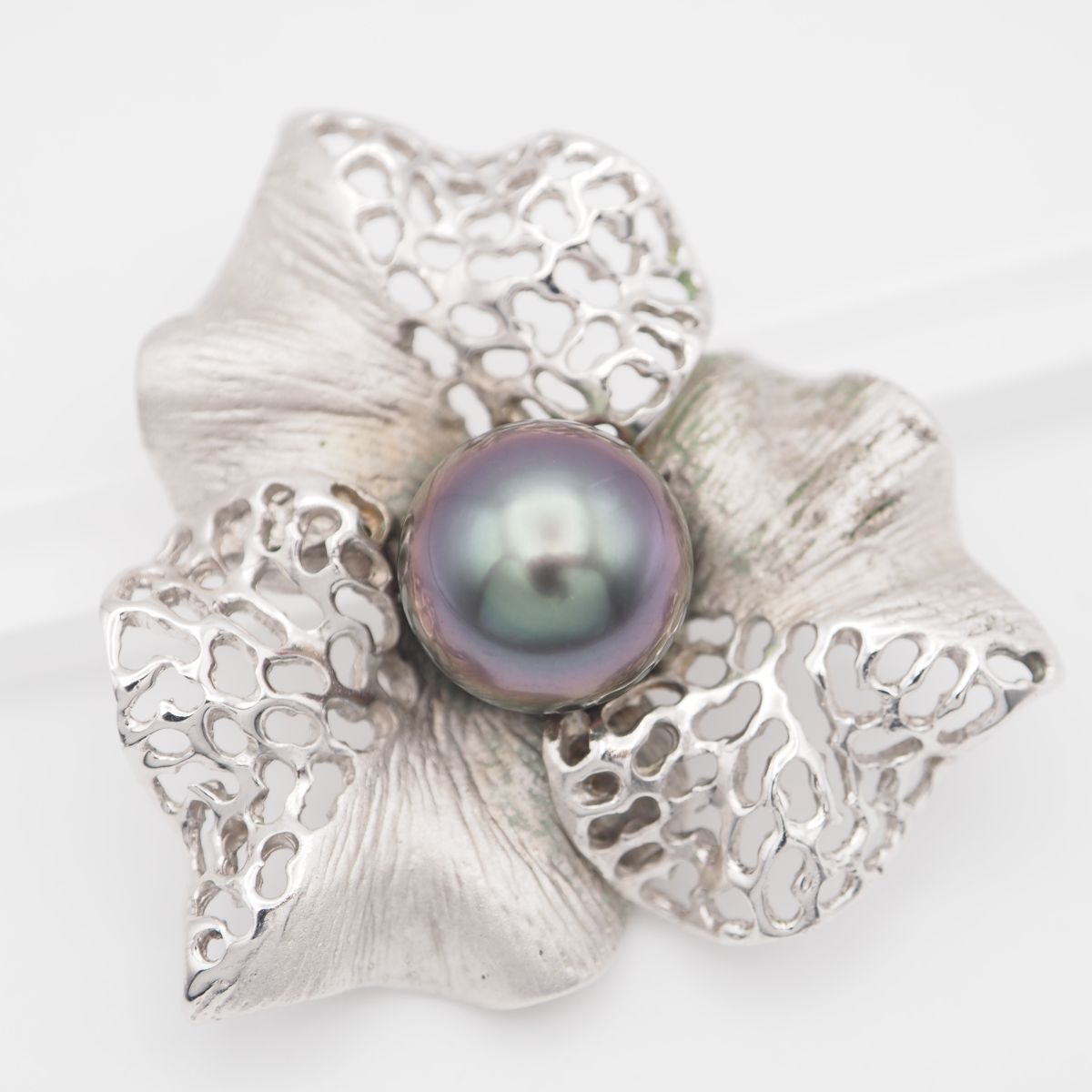 L 974 淡水真珠 パール SILVER刻印 ペンダント トップ フラワー デザイン シルバー チャーム ヘッド 誕生石