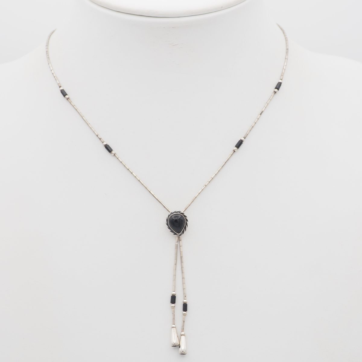L863 オニキス シルバービーズ 925刻印 ネックレス デザイン シルバー 