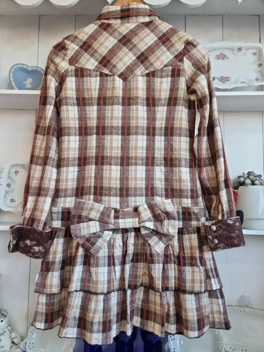 チェック リボンワンピース