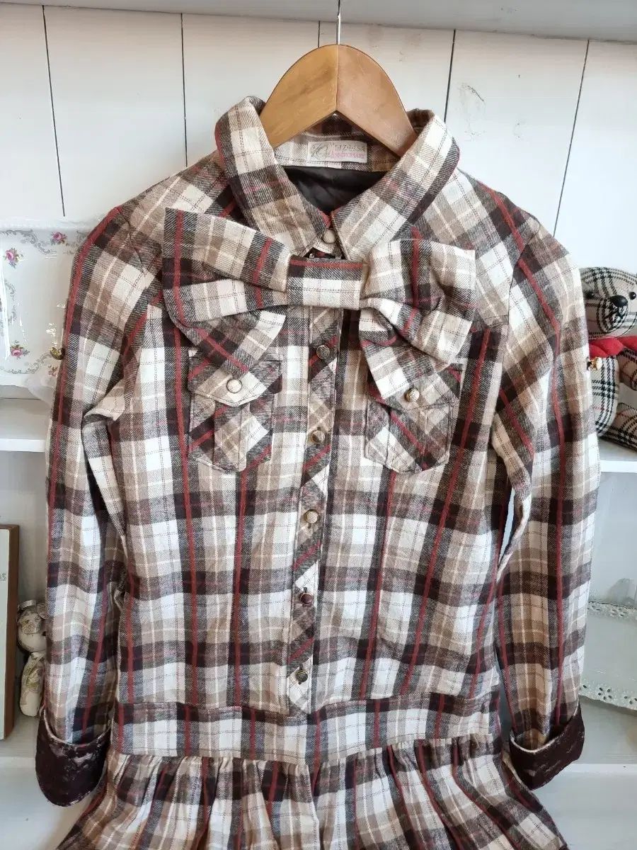 チェック リボンワンピース