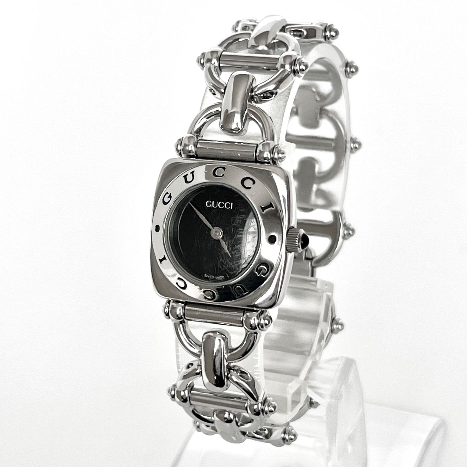 箱付き●美品　新品電池 GUCCI グッチ レディース腕時計　シルバー ブラック GUCCI グッチ 2305L ブラック シルバー レディース 腕時計 スイス製