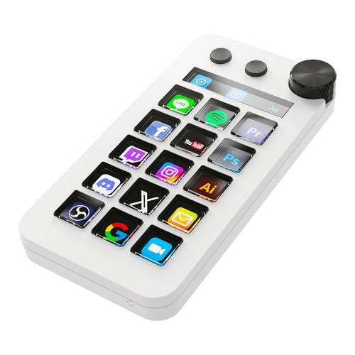 ストリームコントローラーデック ショートカットキーボード 左手デバイス ショットカットキー 電卓 テンキー三つのモード搭載 のカスタマイズ なマクロキー 大きなダイヤル装備 仕事効率化デバイスOBS PowerPoint Excel Word Phmm