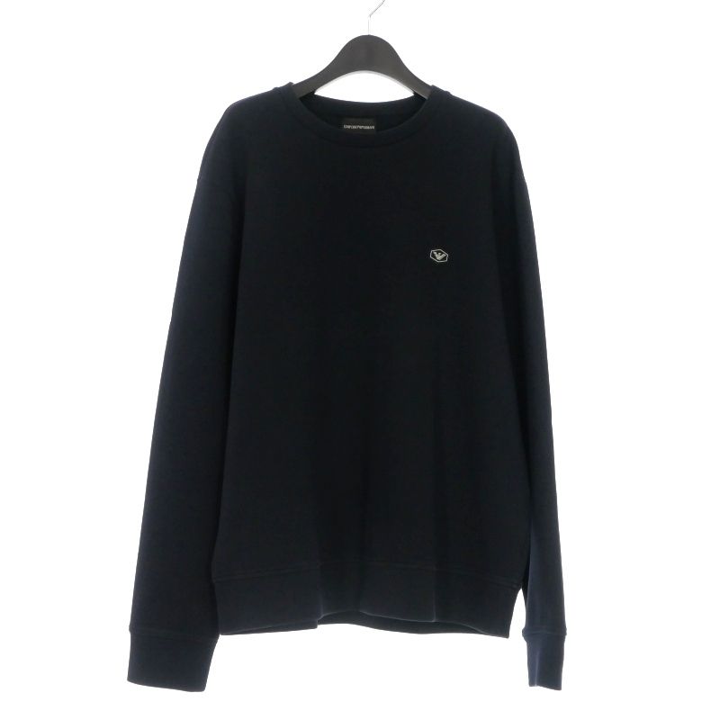 エンポリオアルマーニ EMPORIO ARMANI スウェットシャツ ダブルジャージー マイクロロゴパッチトレーナー 長袖 XXL ネイビー 8 N 1 MD JHSZ 正規