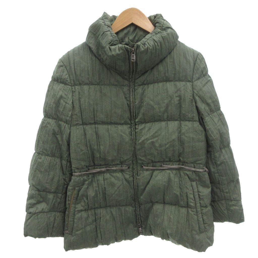 アルマーニ コレツィオーニ ARMANI ジャケット ブルゾン 44 緑 グリーン スタンドカラー シワ加工 FF GY 18