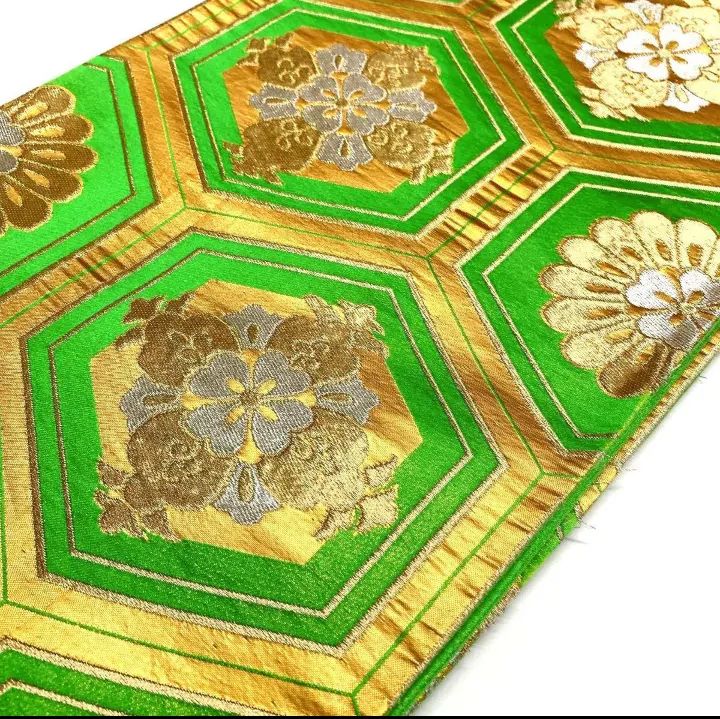 5301］袋帯 華紋亀甲文様 金銀糸 六通 正絹 着物 フォーマル - メルカリ